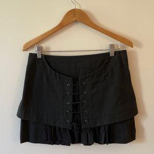 Sexy Black Cotton Lace-up Skirt